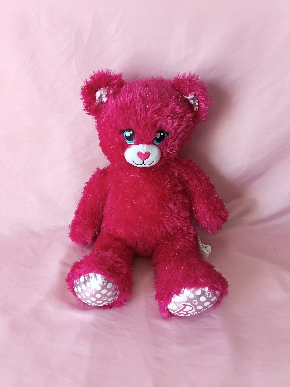 BUILD-A-BEAR Plush Barbie 16" Tall Stuffed Animal Hot Pink Shimmery